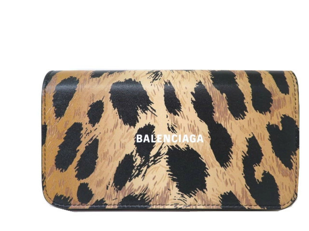 Balenciaga Chain Wallet Shoulder Bag Leopard Leather